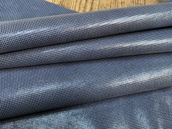 Peau de veau velours motif pied de poule pailleté - bleu jeans - Maroquinerie - Cuir en Stock