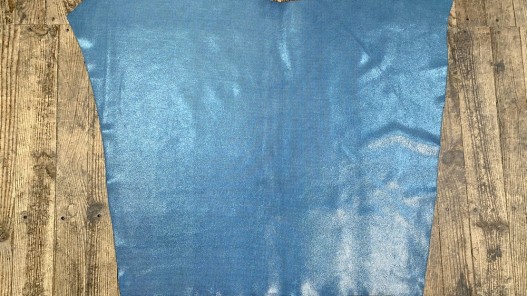 Peau de veau velours motif pied de poule pailleté - bleu turquoise - Maroquinerie - cuir en stock