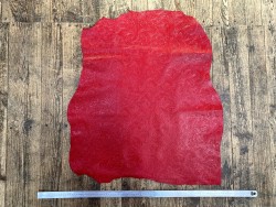 Peau de cuir de mouton grain cordoue fleuri rouge - Cuir en Stock