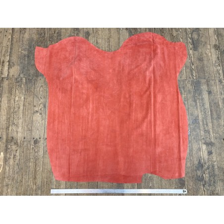 Peau de veau velours - corail - maroquinerie - cuir en stock