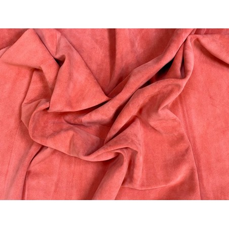 Peau de veau velours - corail - maroquinerie - Cuir en Stock