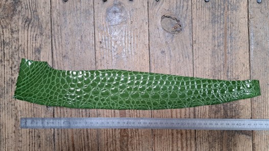 Morceau de cuir crocodile véritable - vert kaki - cuirenstock