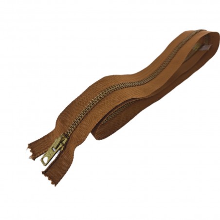 Fermeture Eclair® - camel - zip métal doré séparable - 64 cm - cuirenstock