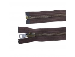 Fermeture Eclair® YKK - brun foncé - zip métallique bronze rosé -séparable - 64 cm - Cuir en Stock