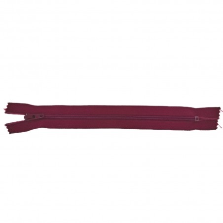 Fermeture Eclair® - bordeaux - zip nylon non séparable - 18 cm - cuir en stock