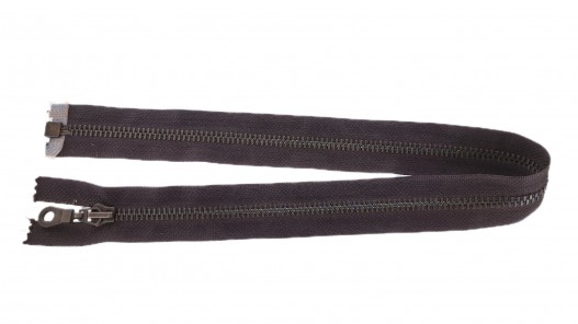 Fermeture Eclair® - brun foncé - zip métallique bronze séparable - 50 cm - Cuirenstock