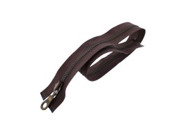 Fermeture Eclair® YKK - brun - zip métallique bronze séparable - 55 cm - cuirenstock