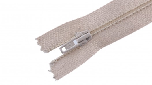 Fermeture Eclair® - blanc cassé - zip nylon non séparable - 12 cm - Cuirenstock