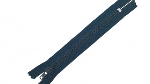 Fermeture Eclair® - vert forêt- zip nylon non séparable - 12 cm - cuir en stock