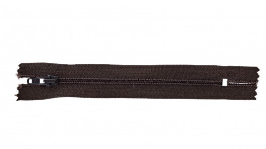 Fermeture Eclair® - brun - zip nylon non séparable - 12 cm - cuirenstock