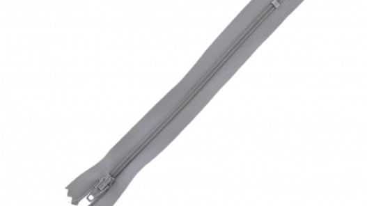 Fermeture Eclair® - gris clair - zip nylon non séparable - 15 cm - cuir en stock
