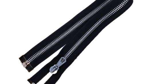 Fermeture Eclair® - noir - zip métallique argenté séparable - 49 cm - Cuirenstock