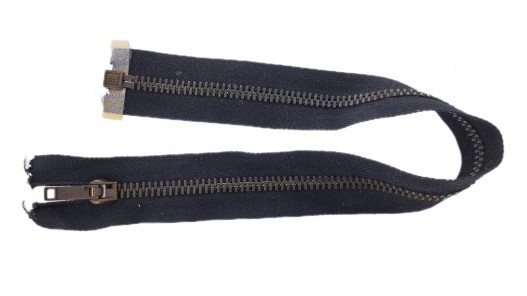 Fermeture Eclair® - noire - zip métallique bronze séparable - 34 cm - cuirenstock