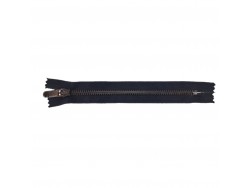 Fermeture Eclair® - noire - zip métallique bronze - non séparable - 18 cm - cuir en stock