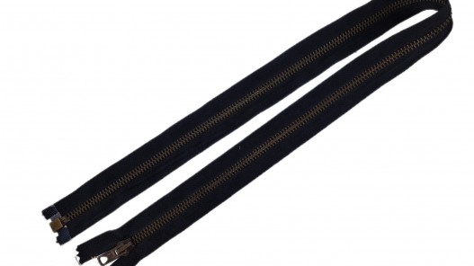 Fermeture Eclair® - noire - zip métallique bronze séparable - 64 cm - Cuirenstock