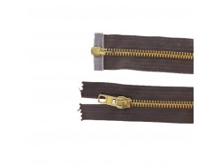 Fermeture Eclair® DMC - chocolat - zip métallique doré séparable - 64 cm - Cuir en stock