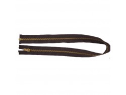 Fermeture Eclair® DMC - chocolat - zip métallique doré séparable - 64 cm - cuir en stock