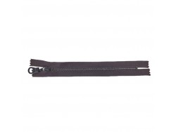 Fermeture Eclair® - brun foncé - zip métallique noir non séparable - 16 cm - cuir en stock