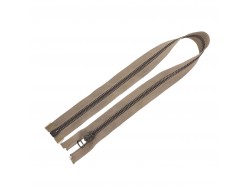 Fermeture Eclair® - beige - zip métallique bronze séparable - 58 cm - cuir en stock