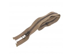 Fermeture Eclair® - beige - zip métallique bronze séparable - 58 cm - cuirenstock