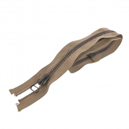 Fermeture Eclair® - beige - zip métallique bronze séparable - 58 cm - cuirenstock