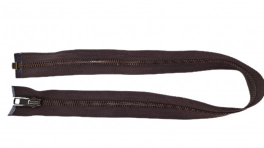 Fermeture Eclair® YKK - brun - zip métallique bronze rosé séparable - 53 cm - cuir en stock