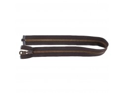 Fermeture Eclair® - brun kaki - zip métallique bronze séparable - 53.5 cm - cuirenstock