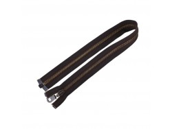 Fermeture Eclair® - brun kaki - zip métallique bronze séparable - 53.5 cm - Cuirenstock