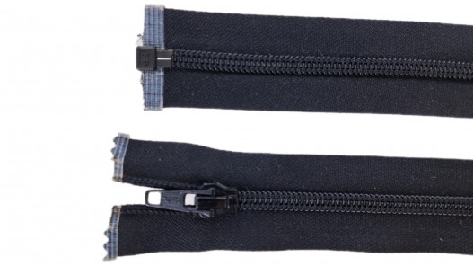Fermeture Eclair® - noire- zip séparable - 64 cm - Cuir en Stock