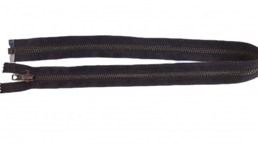Fermeture Eclair® - brun foncé - zip métallique bronze séparable - 63 cm - cuirenstock