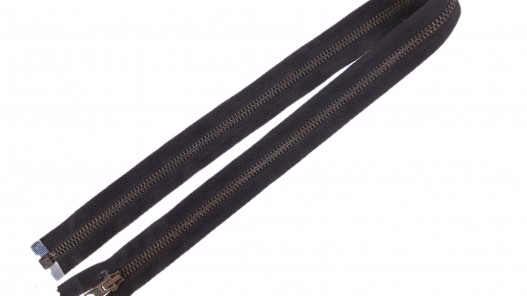 Fermeture Eclair® - brun foncé - zip métallique bronze séparable - 63 cm - Cuir en stock