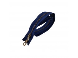 Fermeture Eclair® YKK - bleu marine - zip métallique bronze séparable - 62 cm - cuirenstock