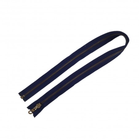 Fermeture Eclair® YKK - bleu marine - zip métallique bronze séparable - 62 cm - Cuirenstock