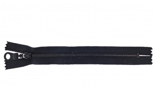 Fermeture Eclair® - noir - zip métallique noir non séparable - 16 cm - cuir en stock