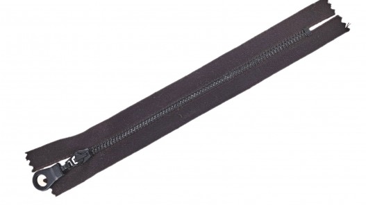 Fermeture Eclair® - brun foncé - zip métallique noir non séparable - 16 cm - Cuirenstock