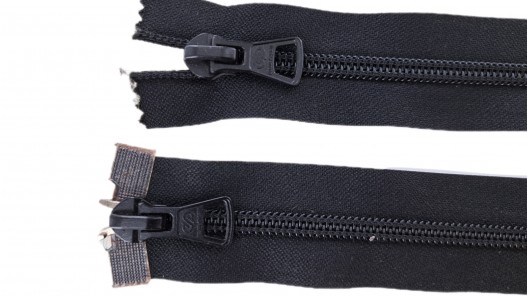 Fermeture Eclair® double curseur - noire- zip séparable - 63 cm - Cuir en Stock