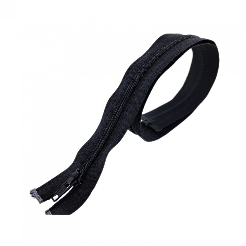 Fermeture Eclair® - noire- zip séparable - 64 cm - cuir en stock