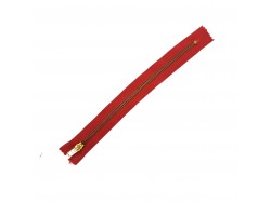 Fermeture Eclair® DMC - rouge - zip métallique doré non séparable - 25 cm - Cuirenstock