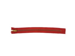 Fermeture Eclair® DMC - rouge - zip métallique doré non séparable - 25 cm - cuir en stock