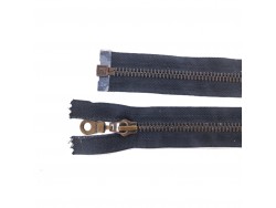 Fermeture Eclair® - noir - zip métallique bronze non séparable - 18cm - Cuirenstock