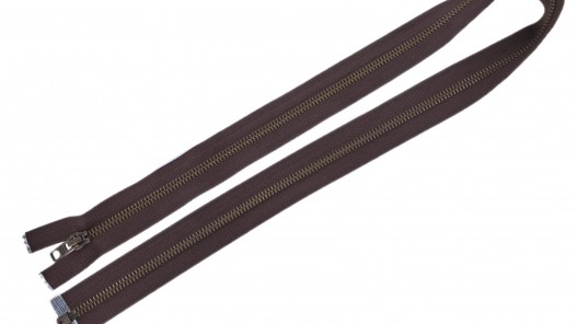 Fermeture Eclair® DMC - chocolat - zip métallique bronze séparable - 78.5 cm - cuir en stock