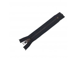 Fermeture Eclair® YKK - noir - zip métallique bronze non séparable - 14.5 cm - cuir en stock