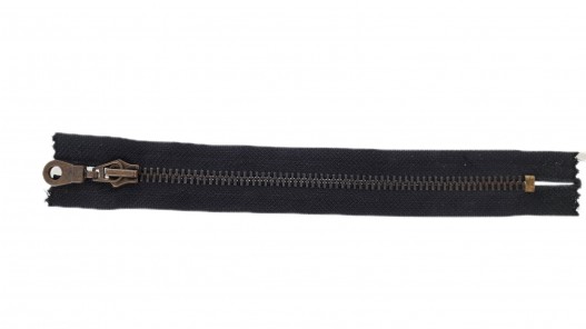 Fermeture Eclair® - noir - zip métallique bronze - non séparable - 18 cm - cuirenstock