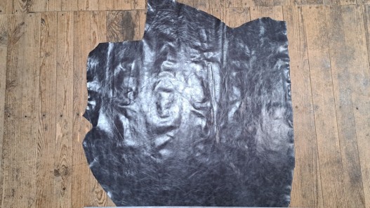 Grand morceau de cuir de vachette pull up - Gris acier - maroquinerie - Cuirenstock