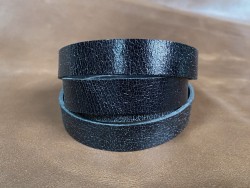 Bande de cuir noir métallisé craquelé - Cuir en Stock