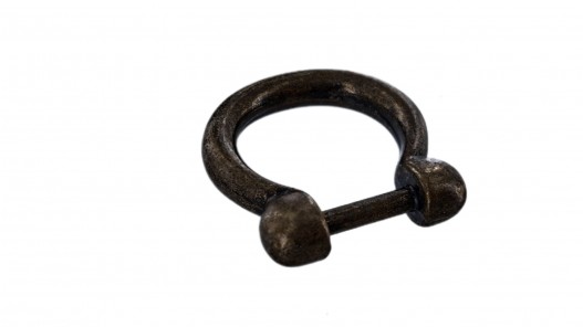 Passant demi-rond moulé - Bronze - 15 mm - anneau soudé - Cuir en Stock