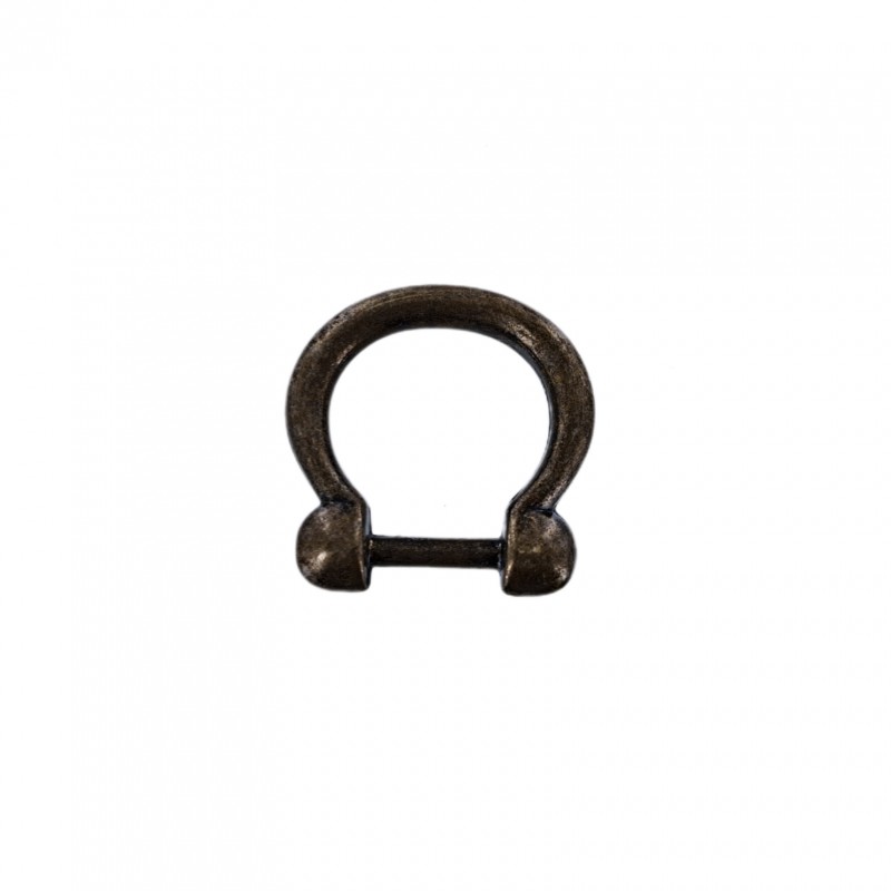 Passant demi-rond moulé - Bronze - 15 mm - anneau soudé - Cuir en stock