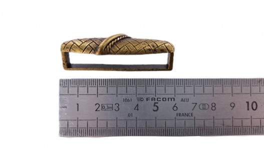 Grand passant ceinture moulé tissé - rectangulaire - bronze- 50 mm - ceinture - maroquinerie - Cuirenstock