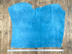 Peau de veau velours pailleté - Bleu turquoise - Maroquinerie - cuir en stock