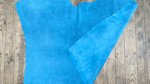 Peau de veau velours pailleté - Bleu turquoise - Maroquinerie - Cuirenstock